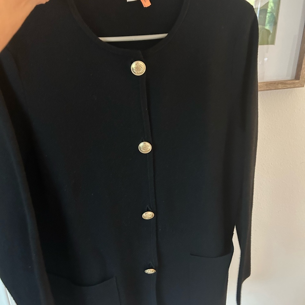 Black Cardigan with Gold Buttons